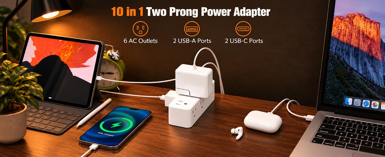 2 prong to 3 prong outlet adapter