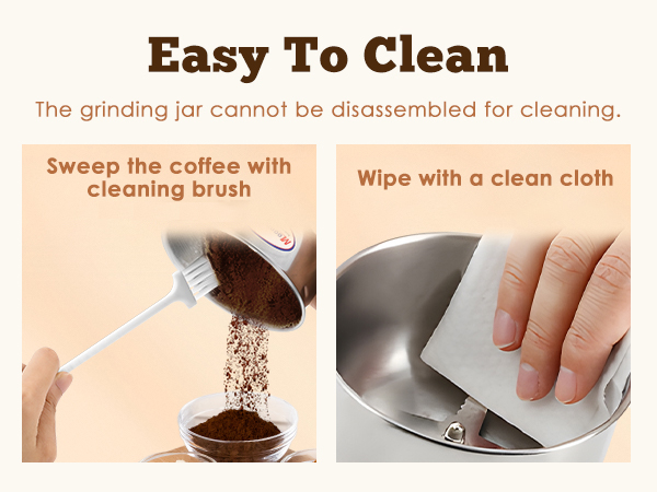 The grinding jar cannot be disassembled for cleaning.