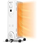 Oil Filled Radiator Heater with Thermostat, ARLIME 1500W Oil Filled Heater, Portable Oil-Filled S...