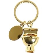 1Pc Golden Personality Creative Mini Toilet Shape Metal Keychain Simulation Toilet Car Key Pendan...