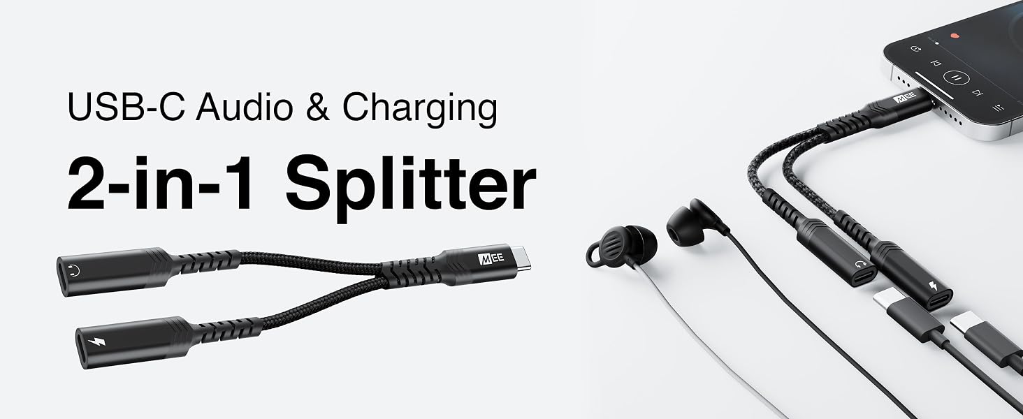 MEE audio 2-in-1 USB-C Audio AND Charging Splitter