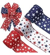 JarThenaAMCS Patriotic Star Wired Edge Ribbon 250th Anniversary Red Blue White Star Craft Ribbons...