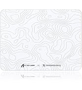 ATTACK SHARK CM05SE Glass Gaming Mouse Pad, White Topographic Hard Mousepads for Gaming, Professi...