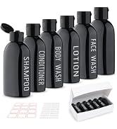 6 Pcs Travel Bottles for Toiletries 3.4oz/100ml Black Plastic Lotion Bottle | TSA Approved Leak P...
