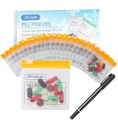 Serfeymi 32 Pcs Zippered Pill Pouches Organizer Plastic Bags 3 X 3 Inches 12 mil Self Sealing wit...