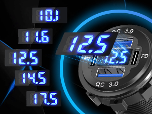 Blue LED Light Voltmeter Display