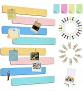 Vuzvuv 8 pcs Bulletin Board Bar Strips with 50 Pushpins & 10 Wooden Clip pins,Self Adhesive Cork ...