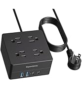 Power Strip, SUPERDANNY 4-Outlet 4-USB Surge Protector, 5 Ft Extension Cord, 900 Joules, Overload...