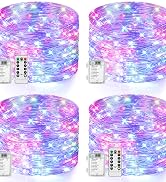 4 Pack 100 LED Fairy Lights Battery Operated with Timer & Remote, 33FT Waterproof Twinkle Lights ...