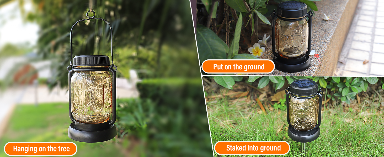 3 way installation hanging solar lantern