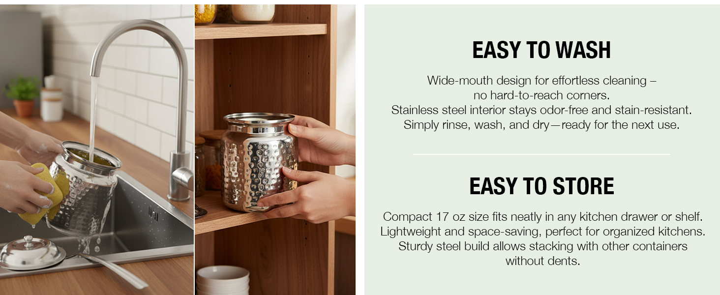 stainless steel ghee container ghee storage container salt jar with spoon ghee pot with spoon