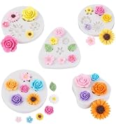 Dfqsofd 5Pcs Flower Chocolate Molds | Daisy Sunflower Rose Flower Silicone Mold Fondant Candy Mol...