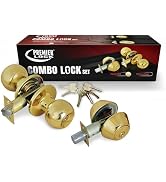 Premier Lock ED05C-3 Entry Door Knob Deadbolt Combo Lock Set with 6-Keys, Polished Brass, 3-Pack