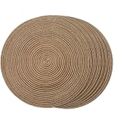 FunWheat Round Braided Placemats Set of 6 Place mats for Dining Tables Woven Heat Resistant Table...