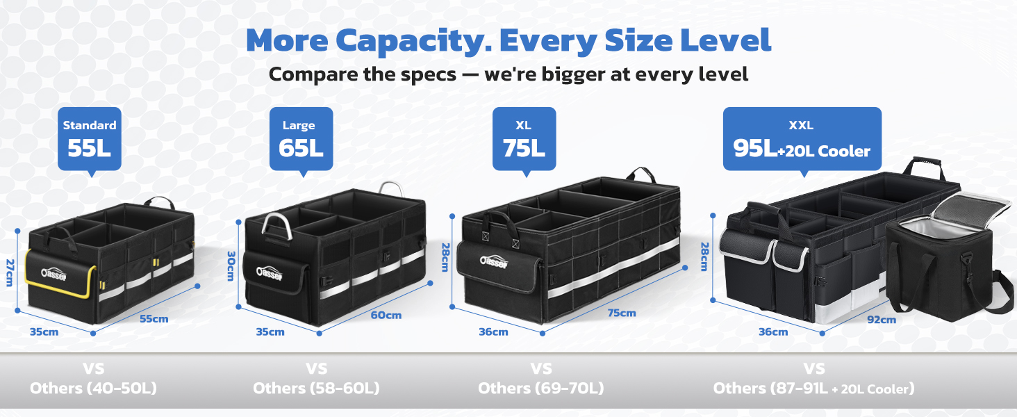 Four different sizes of storage boxes are available for selection