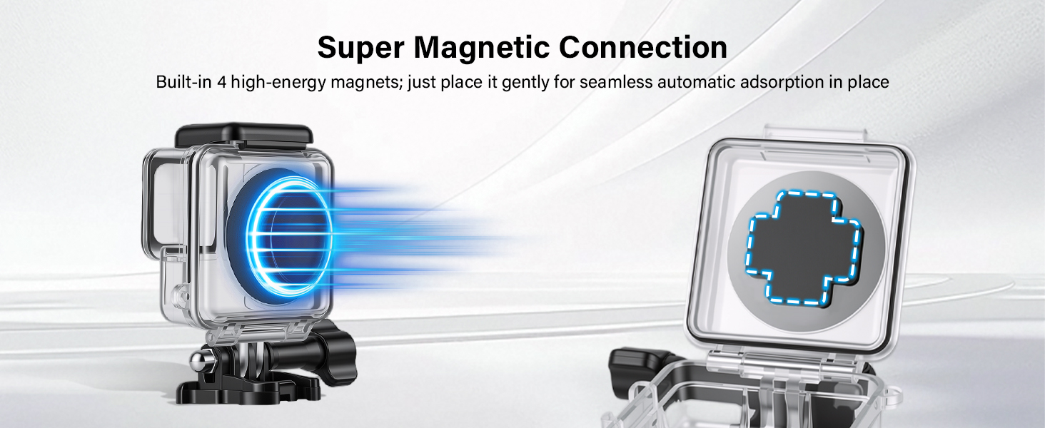 Super Magnetic Connection Built-in 4 high-energy magnets for seamless automatic adsorption in place