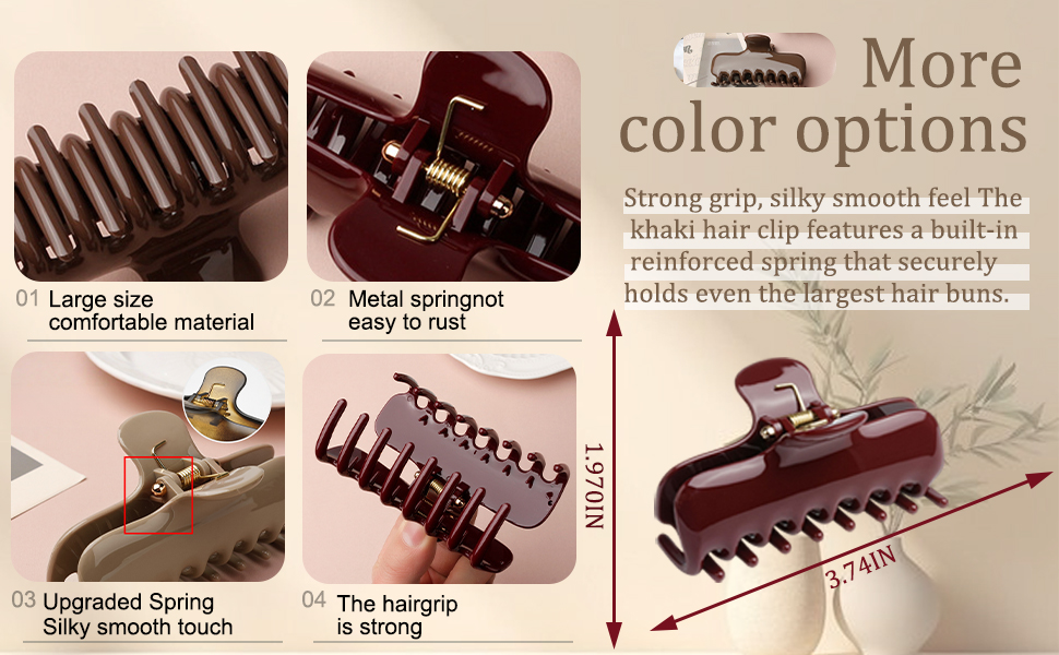 BUNLVDI 3.7-Inch Large Squarehair Clip