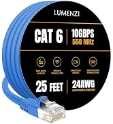 Lumenzi Cat 6 Ethernet Cable 25 FT in Blue 10 Gbps Speed Network Long Round Rj45 Outdoor Indoor D...