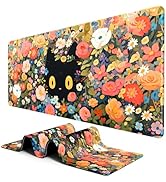 BOSOBO XXL Gaming Desk Mat, Extended Mouse & Keyboard Mat, Anime Cat Pink Flower Bush - 31.5 x 11...