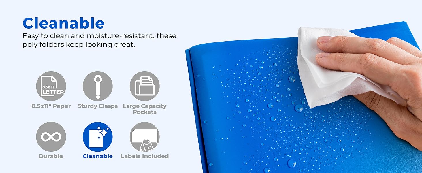 Dunwell 3-Prong Poly Folder Vibrant -Cleanable