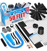 Petode 22-Piece 50-Feet Dryer Vent Cleaner Kit, Dryer Vent Cleaning Kit Lint Remover with Dryer V...