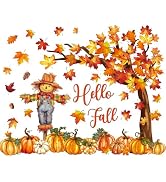 JarThenaAMCS 81Pcs Fall Thanksgiving Bulletin Board Decorations Scarecrow Maple Leaf Pumpkin Cuto...