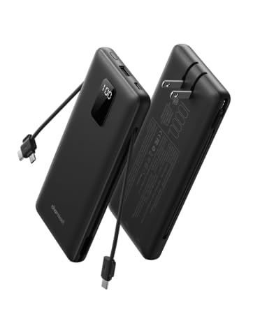 Portable Charger with Built-in Cables & Wall Plug