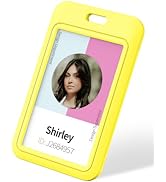 Uniclife 3 Pack Sliding ID Badge Holder Vertical Hard Plastic Case with Clear Window Yellow Card ...