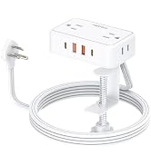 HOPOW Desk Clamp Power Strip, Desktop Mount Charging Station with 4 Outlets 4 USB Ports (2 USB C)...