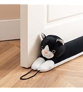 Sunolga 38 Inches Weighted Door Draft Stopper Under Door Noise Air Stopper, Black Cat Shape Sound...