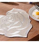 ARTABLE Lace Doily Placemats Round Lace Place Doilies Embroidered Flower Cup Mat Vase Mat for Tab...