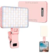 Newmowa Pink Rechargeable Selfie Light, Portable Clip on Video Light for Phone/Laptop/Camera with...