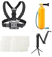 Action Camera Accessories Kits Bundle, Floating Handle Grip/Selfie Stick Tripod Kit 2-in-1/Chest ...