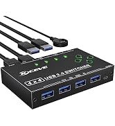 KCEVE USB Switch 4 Computers, USB 3.0 Switch for 4 Computer Share 4 USB Devices, with Wired Remot...