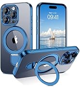 GUAGUA for iPhone 15 Pro Max Case with Stand, Magnetic Clear Cases Invisible Ring Holder Slim Sho...