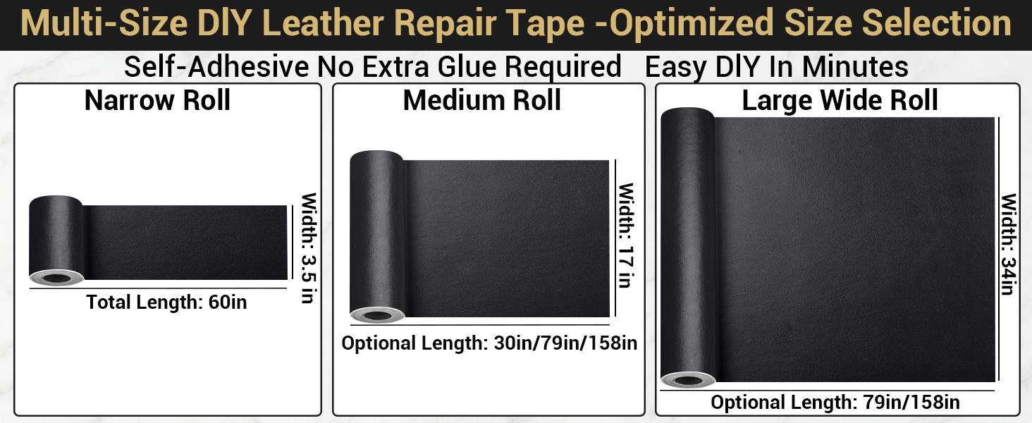 Leather repair patch for car seat and couch repair