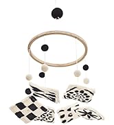 GLACIART ONE Black and White Baby Crib Mobile | Safe High Contrast Wool Toys, Neutral Room Decor ...