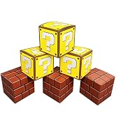 6 Pcs Question and Brick Party Boxes for Gaming Birthday Decorations, 7.5 Inch Video Game Centerp...