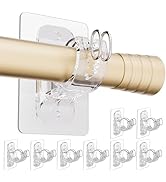MUAKIOY No Drill Curtain Rod Bracket Holders, (8 Pack) Adjustable Self Adhesive Curtain Hooks, No...