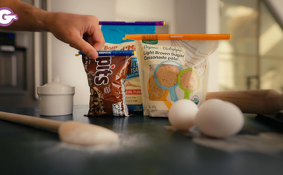 Pantry items sealed with GripStics