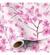 RUSPEPA Floral Wrapping Paper Roll for Women, Mini Roll, 17 Inches x 16.4 Feet, Pink Sakura Cherr...