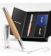 WEMATE Fountain Pen Set, Fine Nib, 20 Ink Cartridges(10 Black&10 Blue), 1 Ink Converter, Smooth W...
