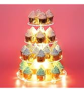 Antimbee 4 Tier Cupcake Stand, Clear Acrylic Cupcake Holder - Disc Tower Display for Dessert Tabl...