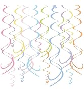 HonuGoGo 48PCS Pastel Paper Swirl Decorations Hanging Ceiling Streamers for Birthday, Spring, Bri...