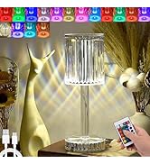 Crystal Lamp,16RGB Color Changing Touch Table Lamp with Remote Control,USB Rechargeable Romantic ...