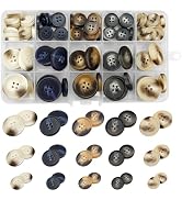 Assorted Buttons for Sewing Crafts,135Pcs 4-Hole Round Blazer Buttons, 5 Color 3 Size (15mm, 20mm...