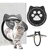 Cat Door for Screen Door, Inside Door 9x9x0.4 inch, Magnetic Flap Screen & Manually Locked Two Fu...