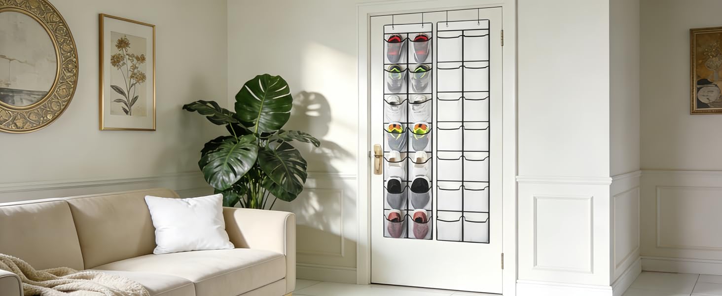 Shoe Holder with 14 Mesh Pockets Closet Door Shoe Storage Bag
