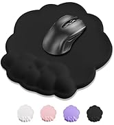 Mouse Pad Wrist Support, Cloud Mousepad with Memory Foam Wrist Rest, Non-Slip PU Base Gaming Leat...