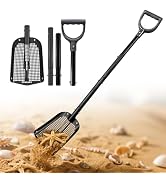 Bigtride Sand Sifter Shovel, Aluminum Alloy Sifting Shovel with Holes, Adjustable Length Metal Me...